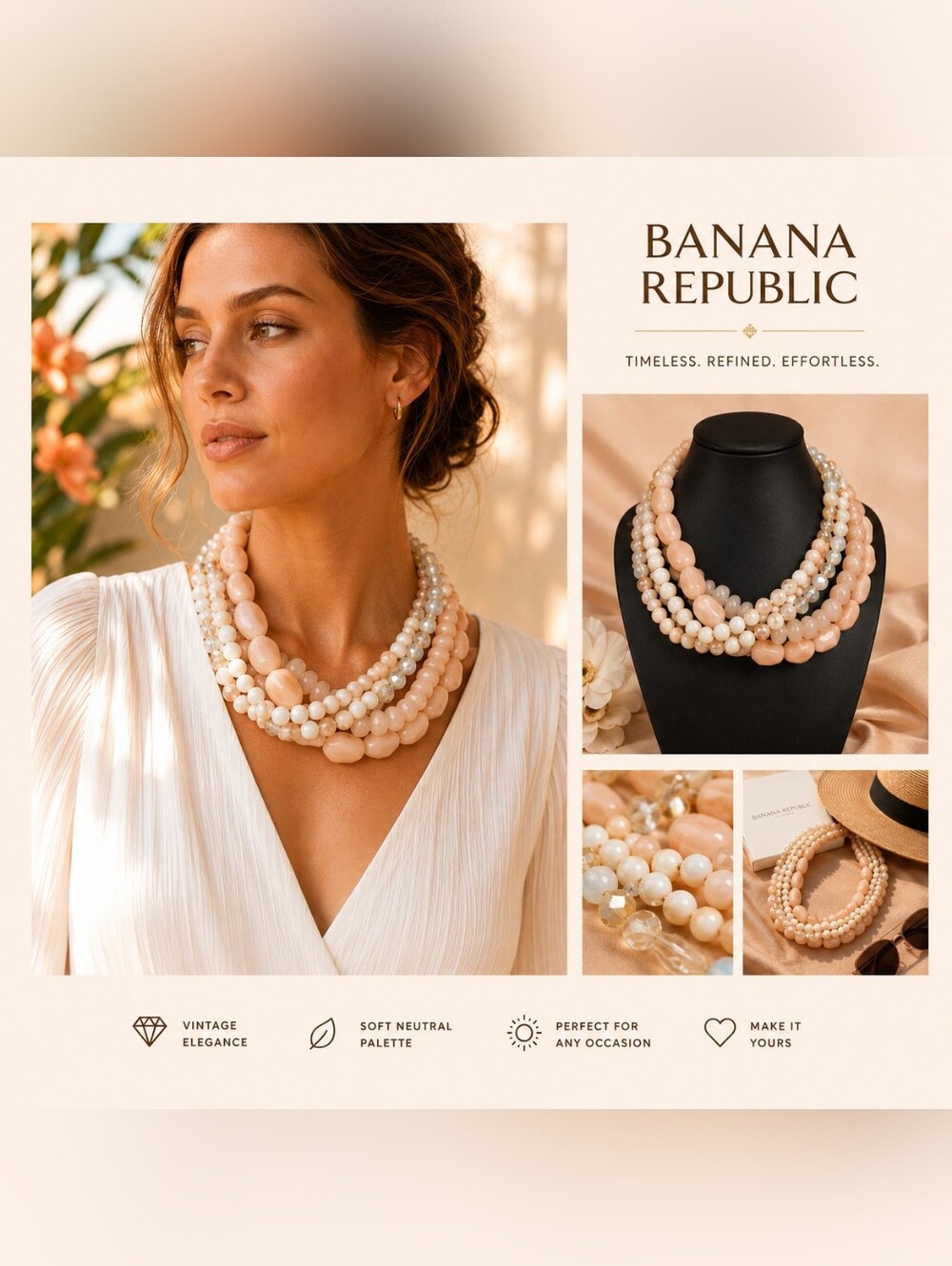 Banana Republic Multi-Strand Beaded Necklace